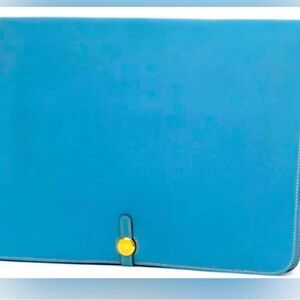 Hermes Large Dogon Blue Jean Ipad/Document Holder